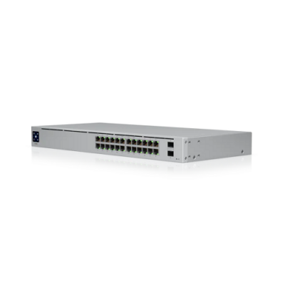 UniFi Switch, 24-Port, PoE+, Managed, UBIQUITI USW-24-POE UNIFI 24-Port Switch | High-Speed PoE Ethernet Switch - USW-24-POE Gigabit Ethernet, VLAN, QoS, Link aggregation, SFP, Layer 2, Rackmount, Network switch, Power over Ethernet, UniFi Controller, Remote management, SNMP, Port mirroring, Broadcast storm control, Jumbo frame support, Network segmentation, DHCP snooping, Spanning tree protocol, IGMP snooping, Network security.