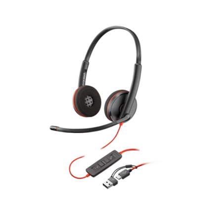 Poly Blackwire 3220 Stereo USB-C Headset +USB-C/A Adapter (Bulk) - 209749-101 / 8X228A6 | price in dubai uae africa ksa