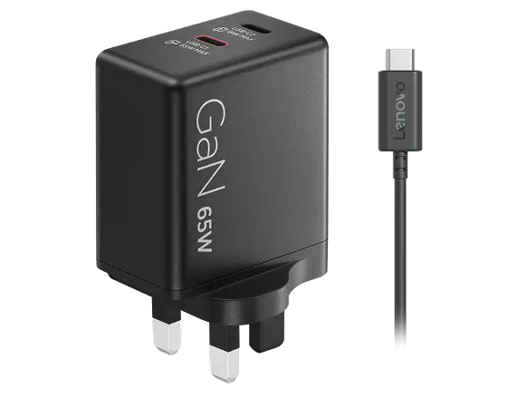 Lenovo Dual USB-C 65W GaN Charger Black - UK - 40AW065BUK - Image 5
