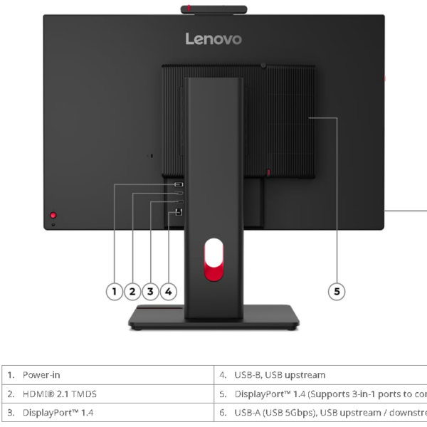 Lenovo ThinkCentre TIO27 Gen 6 Monitor 27" QHD IPS Non-Touch (350nits, 99% sRGB, 4ms, 48Hz - 120Hz) 3Yr - 13LCGAT6UK - Image 4