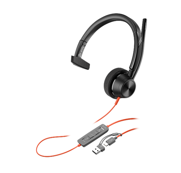 Poly Blackwire 3310 USB-C Headset +USB-C/A Adapter | Price In Dubai
