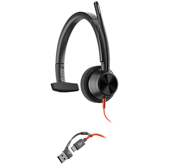 Poly Blackwire 3310 Monaural Microsoft Teams Certified USB-C Headset +USB-C/A Adapter - 8X216AA - Image 5