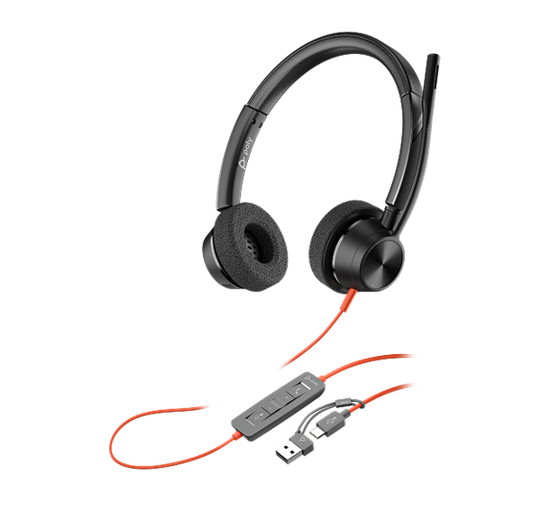 Poly Blackwire 3320 Stereo USB-C Headset +USB-C/A Adapter | Price In Dubai