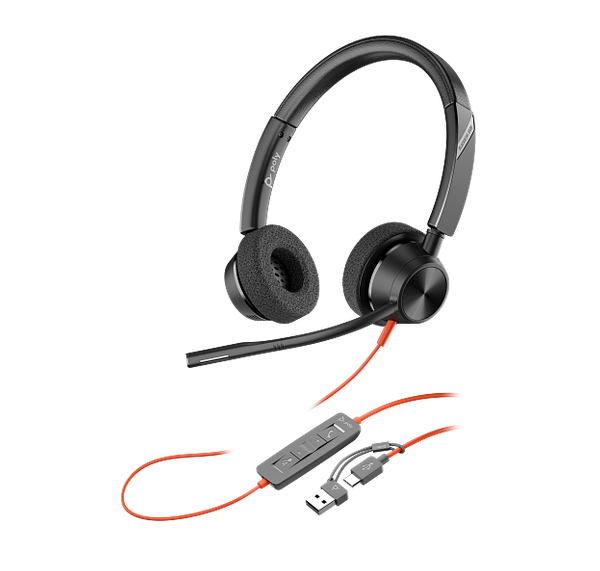 Poly Blackwire 3320 Stereo USB-C Headset +USB-C/A Adapter - 8X220AA | Price In Dubai