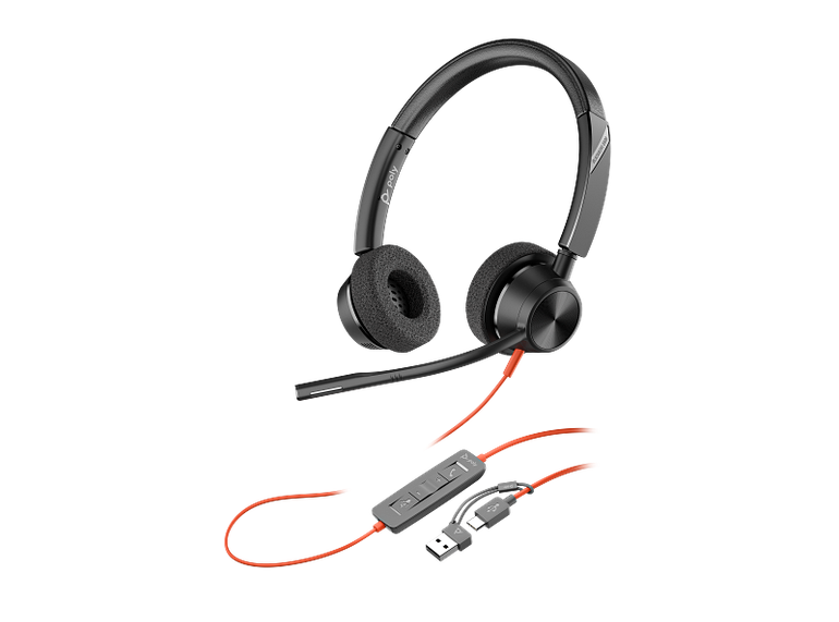 Poly Blackwire 3320 Stereo USB-C Headset +USB-C/A Adapter - 8X220AA | Price In Dubai