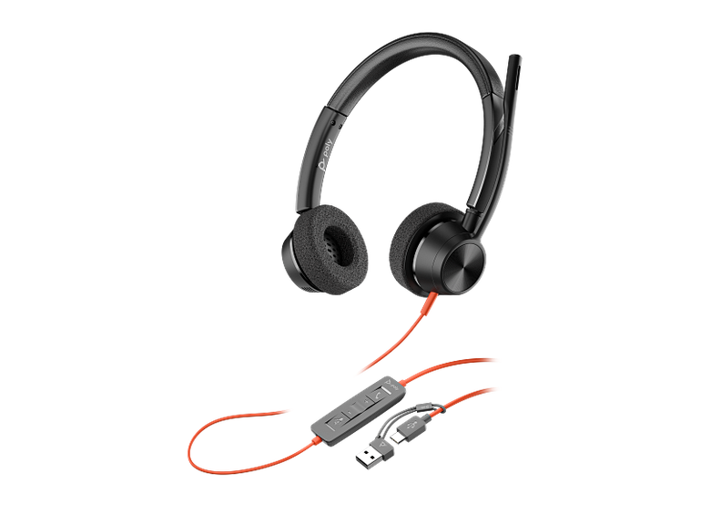 Poly Blackwire 3320 Stereo USB-C Headset +USB-C/A Adapter | Price In Dubai