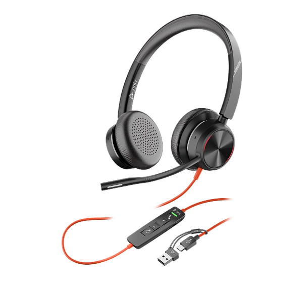 Poly Blackwire 8225 Stereo USB-C Headset +USB-C/A Adapter - 8X223AA | Price In Dubai