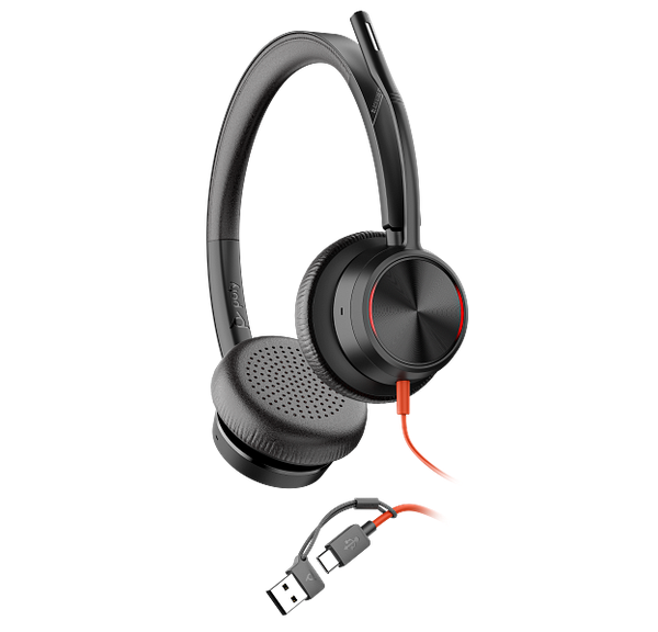 Poly Blackwire 8225 Stereo USB-C Headset +USB-C/A Adapter
