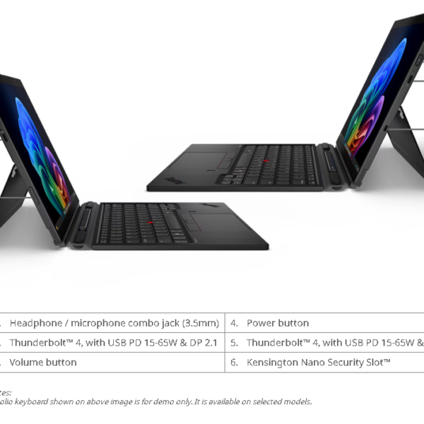 Lenovo ThinkPad X13 Detachable Gen 1 Intel Core Ultra 7-365, 32GB DDR5, 512GB SSD, Integrated Intel Graphics, 13″ 2.8K IPS 500nits 100% sRGB Multi-Touch, KYB Backlit English/Arabic, Fingerprint Reader, Win11 Pro 64, 3Yr - 21U6000MGR - Image 5